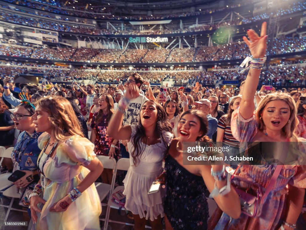 Taylor Swift performs during The Eras Tour concert at SoFi Stadium