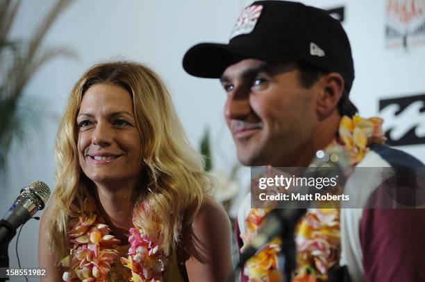 Monica Parkinson speaks to media representatives during a press conference at the Gold Coast airport on December 19, 2012 on the Gold Coast,...