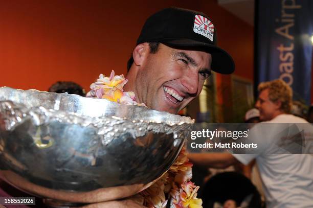 Australian surfer Joel Parkinson arrives home at the Gold Coast airport on December 19, 2012 on the Gold Coast, Australia. Parkinson won the Pipeline...