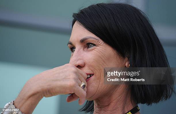 Geraldine Parkinson look on as Joel Parkinson arrives home at the Gold Coast airport on December 19, 2012 on the Gold Coast, Australia. Parkinson won...