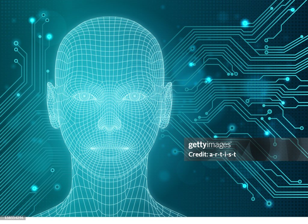 Arrière-plan avec la technologie tri-dimensionnelle head