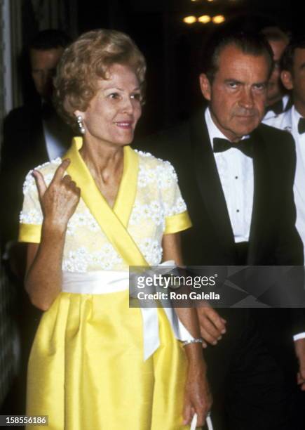 President Richard Nixon and First Lady Patricia Nixon attend the 50th Anniversary Gala Celebration of the Women's National Press Club on July 8, 1970...