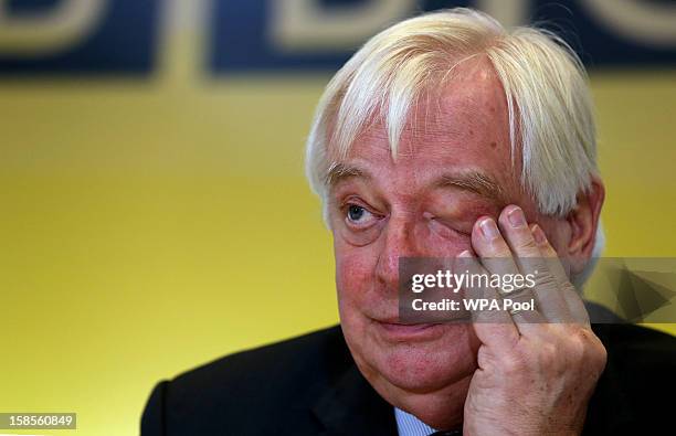 Trust Chairman Lord Patten responds to questions about the Pollard Review during a press conference at BBC Broadcasting House on December 19, 2012 in...