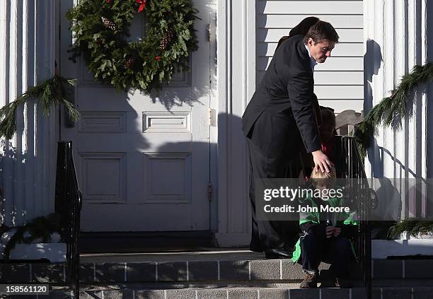 Family awaits the beginning of funeral services for slain teacher Victoria Soto at the Lordship Community Church on December 19, 2012 in Stratford,...
