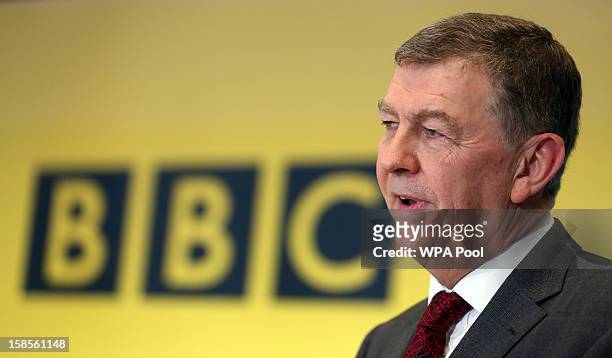 Nick Pollard, author of the Pollard Report, speaks during a press conference at BBC Broadcasting House on December 19, 2012 in London, England. The...