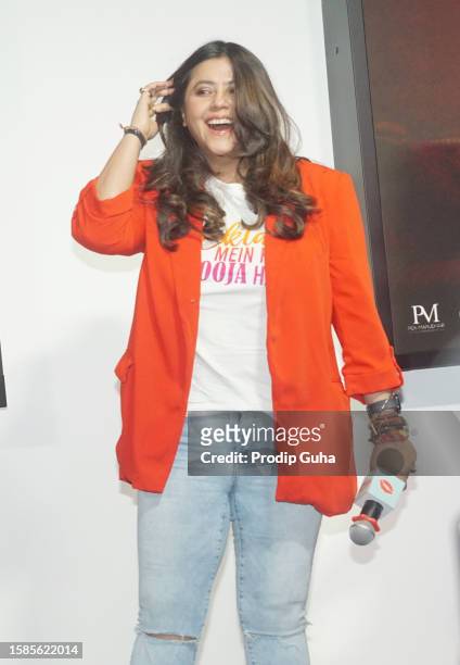 Ektaa Kapoor attends the trailer launch of film 'DreamGirl 2' on August 01, 2023 in Mumbai, India