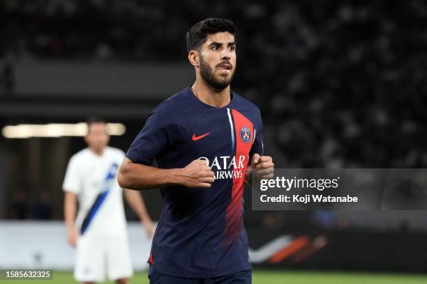 Marco Asensio of Paris Saint-Germain looks on during the pre-season friendly match between Paris Saint-Germain and FC Internazionale on August 01,...