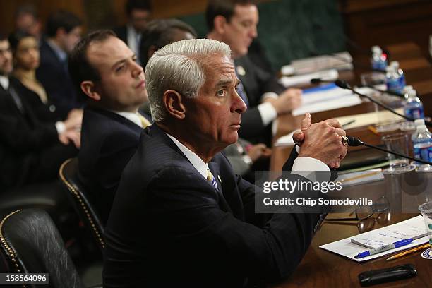 Former Florida Governor Charlie Crist testifies before the Senate Judiciary Committee hearing on voting rights at the Dirksen Senate Office Building...