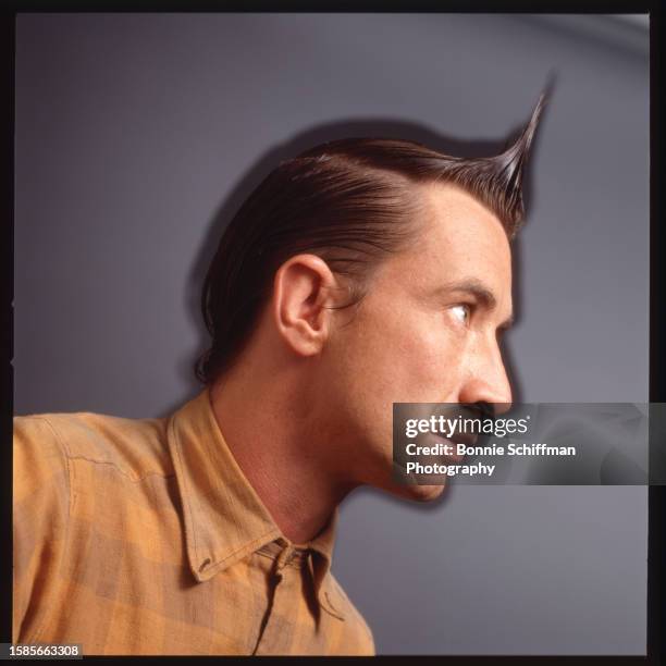 Comedian Martin Short poses in character as Ed Grimley in Los Angeles in 1987.