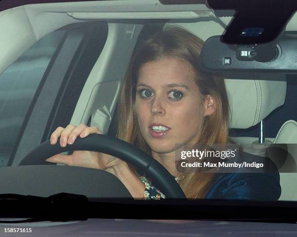 Princess Beatrice of York attends a Christmas lunch for members of the Royal Family hosted by Queen Elizabeth II at Buckingham Palace on December 19,...