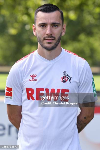 Sargis Adamyan of 1. FC Köln poses during the team presentation at Geissbockheim on August 01, 2023 in Cologne, Germany.