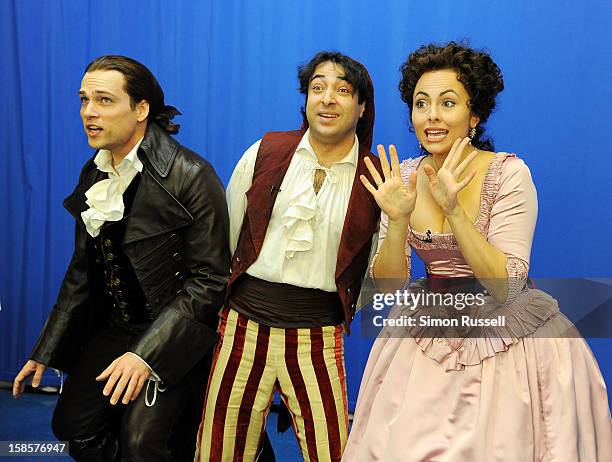 Metropolitan Opera stars Alek Shrader, Rodion Pogossov and Isabel Leonard perform "The Barber Of Seville" at the Kravis Children's Hospital at Mount...