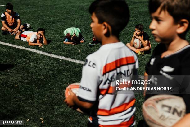 Young players gather for a training session of the Direito's Summer Academy 2023 in Lisbon, on July 11, 2023.Grupo Desportivo Direito was founded in...