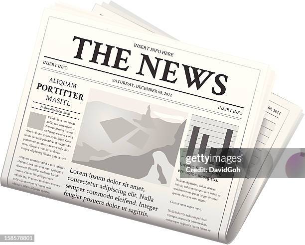 zeitung-gefaltet - zeitung im broadsheet format stock-grafiken, -clipart, -cartoons und -symbole