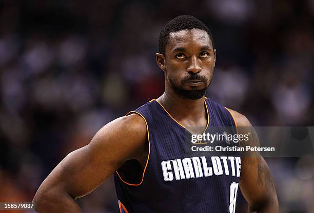 Ben Gordon of the Charlotte Bobcats reacts during the NBA game against the Phoenix Suns at US Airways Center on December 19, 2012 in Phoenix,...