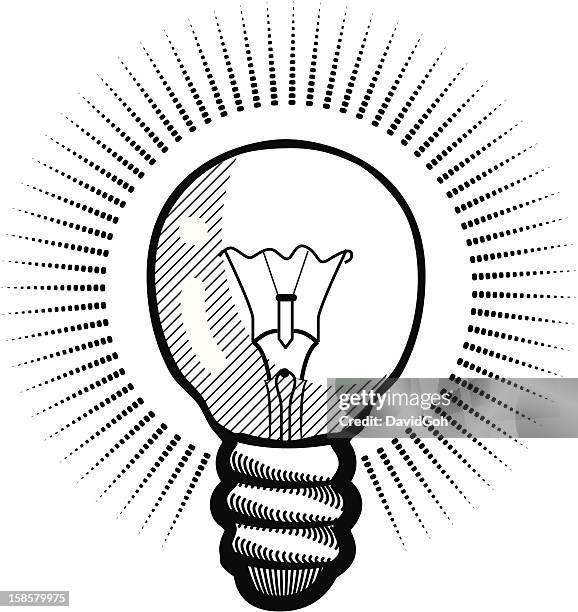 scratchboard lightbulb - scratchboard stock illustrations