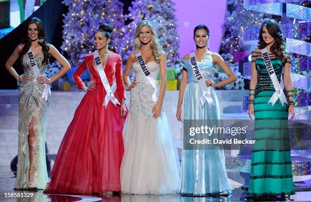 Miss Brazil 2012, Gabriela Markus, Miss USA 2012, Olivia Culpo, Miss Australia 2012, Renae Ayris, Miss Philippines 2012, Janine Tugonon, and Miss...