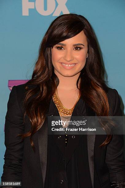 Actress/singer Demi Lovato arrives at Fox's "The X Factor" Season Finale Night 1 at CBS Television City on December 19, 2012 in Los Angeles,...