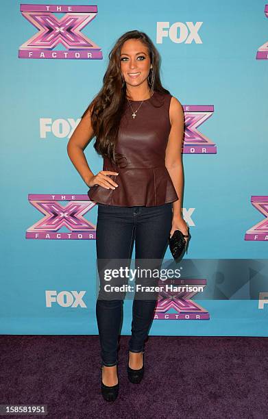 Television Personality Sammi Giancola arrives at Fox's "The X Factor" Season Finale Night 1 at CBS Television City on December 19, 2012 in Los...
