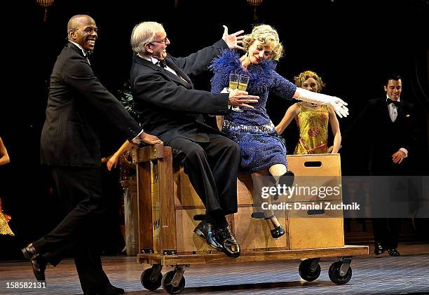 Terry Beaver and Blythe Danner attend the "Nice Work If You Can Get It" Broadway curtain call at Imperial Theatre on December 19, 2012 in New York...