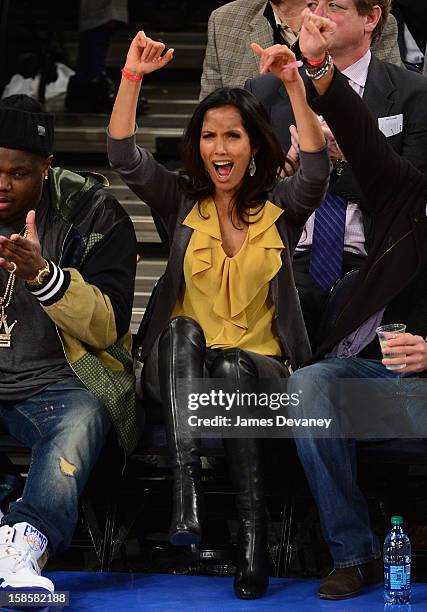 Padma Lakshmi attends the Brooklyn Nets vs New York Knicks game at Madison Square Garden on December 19, 2012 in New York City.