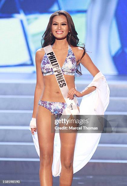 Miss Philippines 2012 Janine Tugonon competes in the swimsuit competition during the 2012 Miss Universe Pageant at Planet Hollywood Resort & Casino...