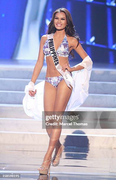 Miss Philippines 2012 Janine Tugonon competes in the swimsuit competition during the 2012 Miss Universe Pageant at Planet Hollywood Resort & Casino...