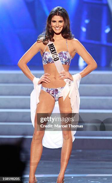 Miss Mexico 2012 Karina Gonzalez competes in the swimsuit competition during the 2012 Miss Universe Pageant at Planet Hollywood Resort & Casino on...