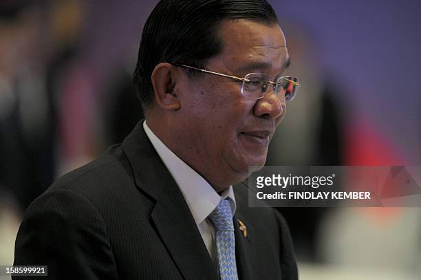 Cambodian Prime Minister Hun Sen walks after the ASEAN-India Commemorative Summit in New Delhi on December 20, 2012. Leaders from The Association of...