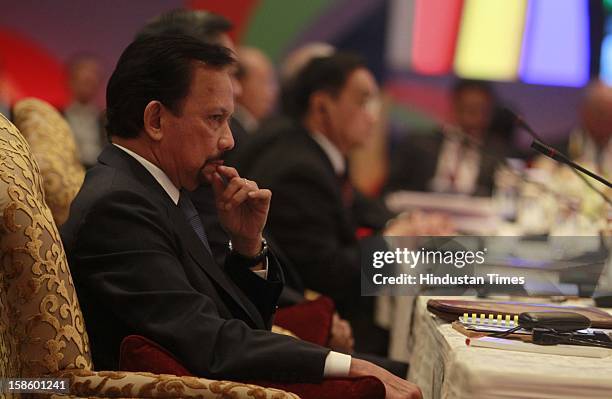 Sultan of Brunei Darussalam Haji Hassanal Bolkiah Mu' izzadin Waddaulah during the plenary session of the ASEAN-India Commemorative Summit on...