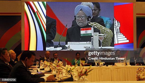 Prime Minister of India Dr. Manmohan Singh address the plenary session of the ASEAN-India Commemorative Summit on December 20, 2012 in New Delhi,...