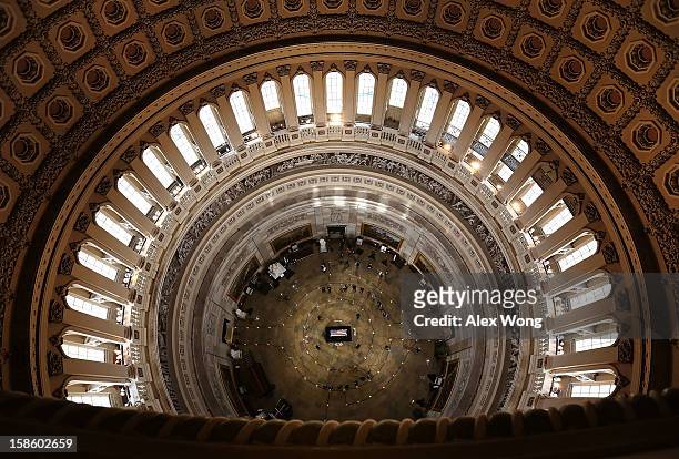 Senator Daniel Inouye lies in state in the Rotunda of the U.S. Capitol during a service December 20, 2012 on Capitol Hill in Washington, DC. The late...
