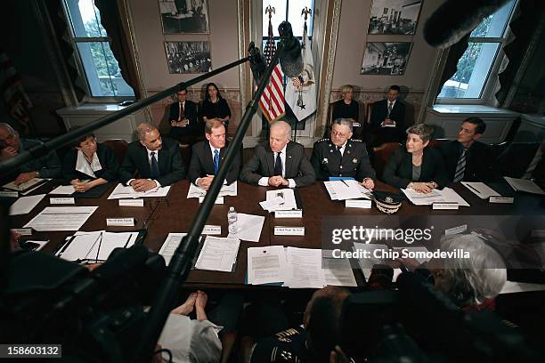 Vice President Joe Biden leads the first meeting of the working group to explore solutions following the Newtown massacre with National Troopers...