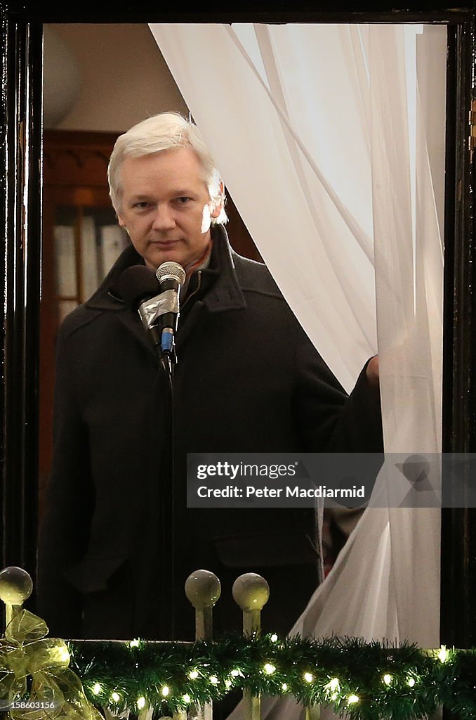 Wikileaks Founder Julian Assange Makes A Statement After Six Months Residing At The Ecuadorian Embassy