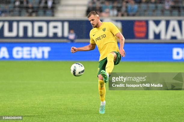 Matus Rusnak of MSK Zilina in action with the ball during the UEFA Europa Conference League season 2023 - 2024, second qualifying round, first leg...