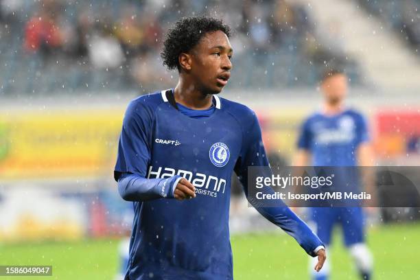 Malick Fofana of AA Gent pictured during the UEFA Europa Conference League season 2023 - 2024, second qualifying round, first leg match between KAA...