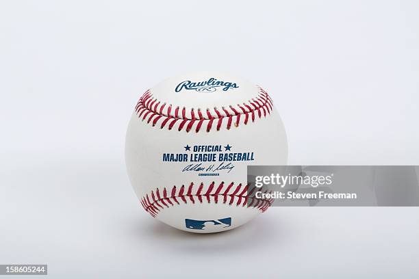 Detail shot of a Rawlings baseball, the Official Ball of Major League Baseball photographed on December 19, 2012 in New York City.