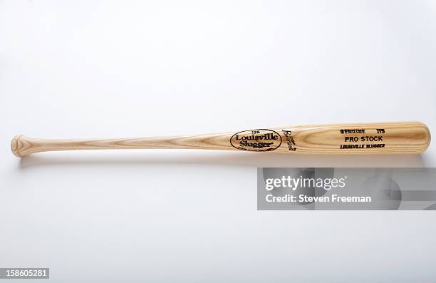 Detail shot of a Louisville Slugger Bat, the Official Bat of Major League Baseball, photographed on December 19, 2012 in New York City.