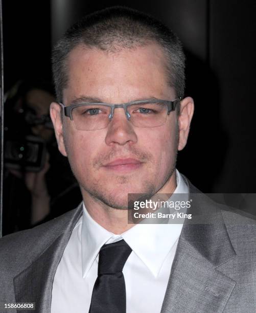 Actor Matt Damon arrives at the Los Angeles premiere of 'Promised Land' held at Directors Guild Of America on December 6, 2012 in Los Angeles,...