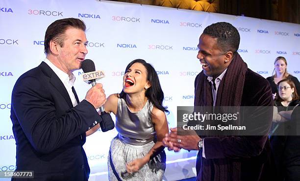 Actor Alec Baldwin, wife Hilaria Thomas and TV personality AJ Calloway attend "30 Rock" Series Finale Wrap Party at Capitale on December 20, 2012 in...