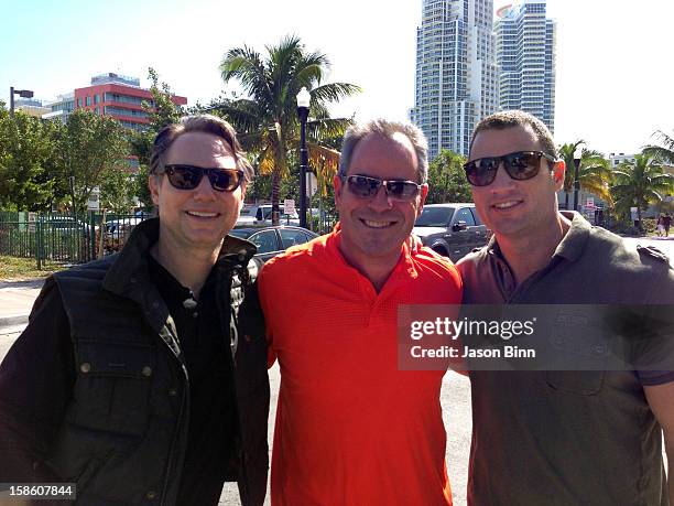 DuJour Media Founder Jason Binn, Myles Chefetz and Chris Paciello pose circa November 2012.