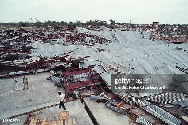 An aerial view of a ceramics factory in Chittagong that was totally destroyed by one of the biggest cyclones to hit Bangladesh in recent decades....