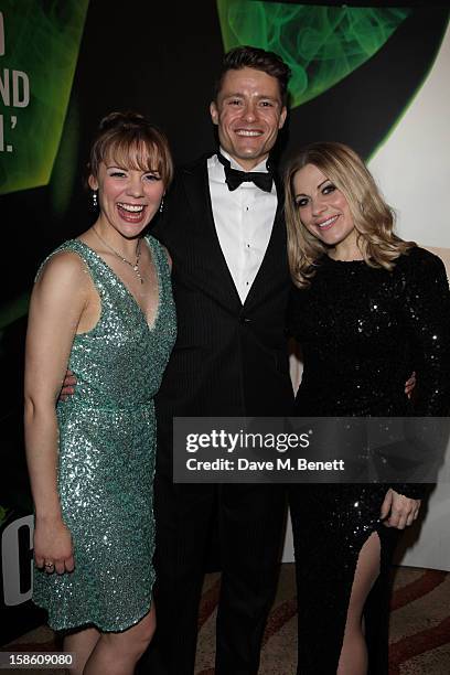 Gina Beck, Ben Freeman and Louise Dearman attend the afterparty for the new cast members of "Wicked" at the Victoria Plaza Hotel on December 20, 2012...