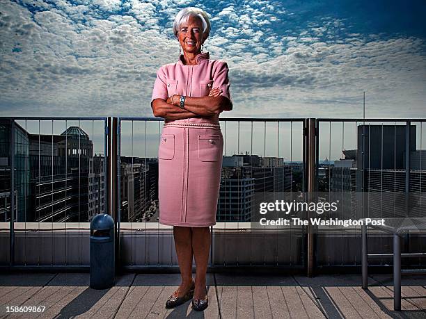 Christine LeGarde, Managing Director of the International Monetary Fund, photographed on a terrace of one of their office buildings on June 2012 in...