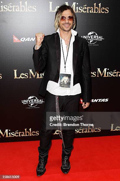 Altiyan Childs walks the red carpet during the Australian premiere of 'Les Miserables' at the State Theatre on December 21, 2012 in Sydney, Australia.