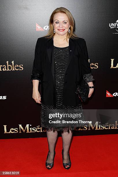 Jacki Weaver walks the red carpet during the Australian premiere of 'Les Miserables' at the State Theatre on December 21, 2012 in Sydney, Australia.