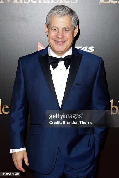 Sir Cameron Mackintosh walks the red carpet during the Australian premiere of 'Les Miserables' at the State Theatre on December 21, 2012 in Sydney,...