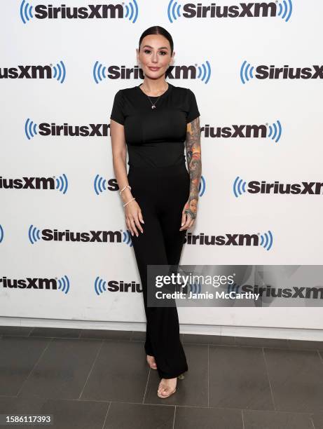 Jenni "JWoww" Farley visits SiriusXM at SiriusXM Studios on August 01, 2023 in New York City.