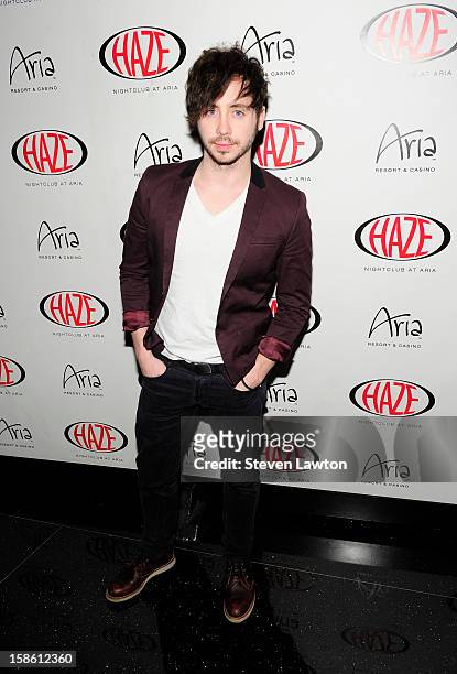 Musician Marty Shannon arrives for Jillian Rose Reed's 21st birthday celebration at Haze Nightclub at the Aria Resort & Casino at CityCenter on...