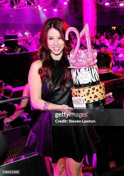 Actress Jillian Rose Reed appears at Haze Nightclub at the Aria Resort & Casino at CityCenter to celebrate her 21st birthday on December 20, 2012 in...